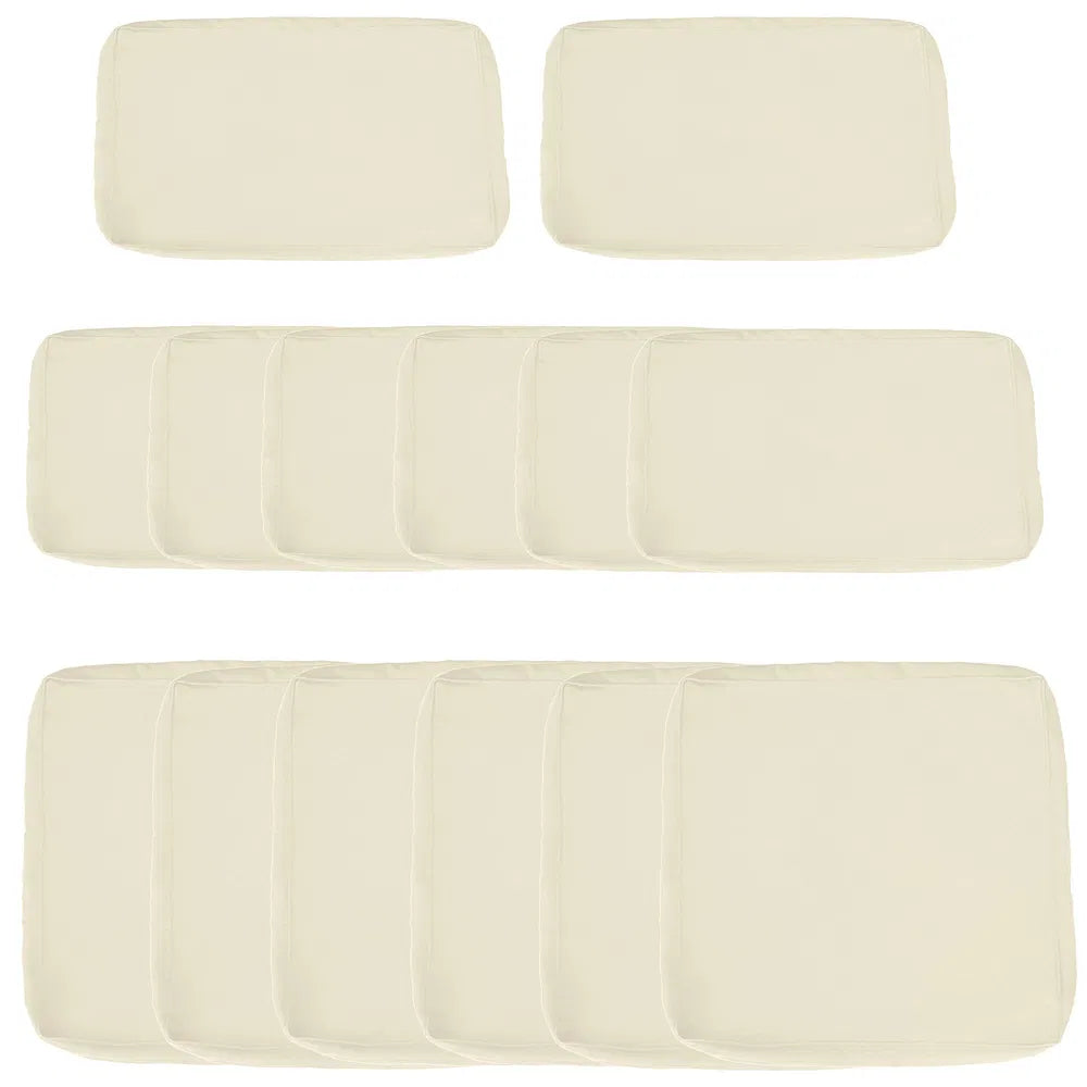 Patio Cushion Covers — Cream White, 14 Pieces