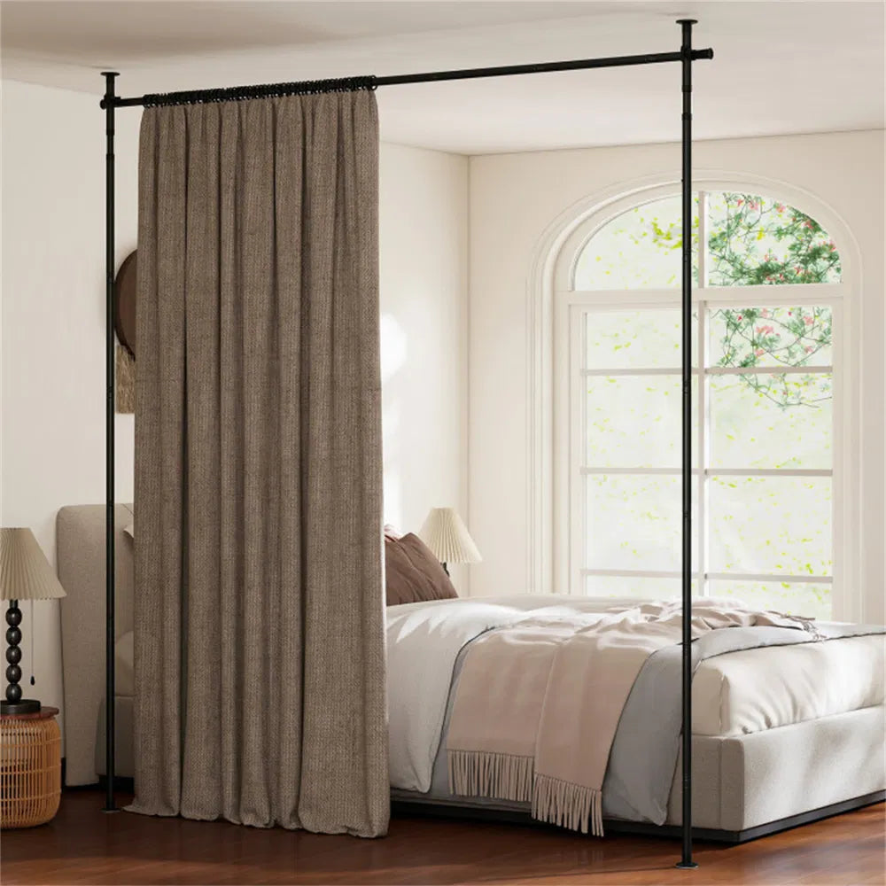 Adjustable Room-Divider Curtain Rod — Black