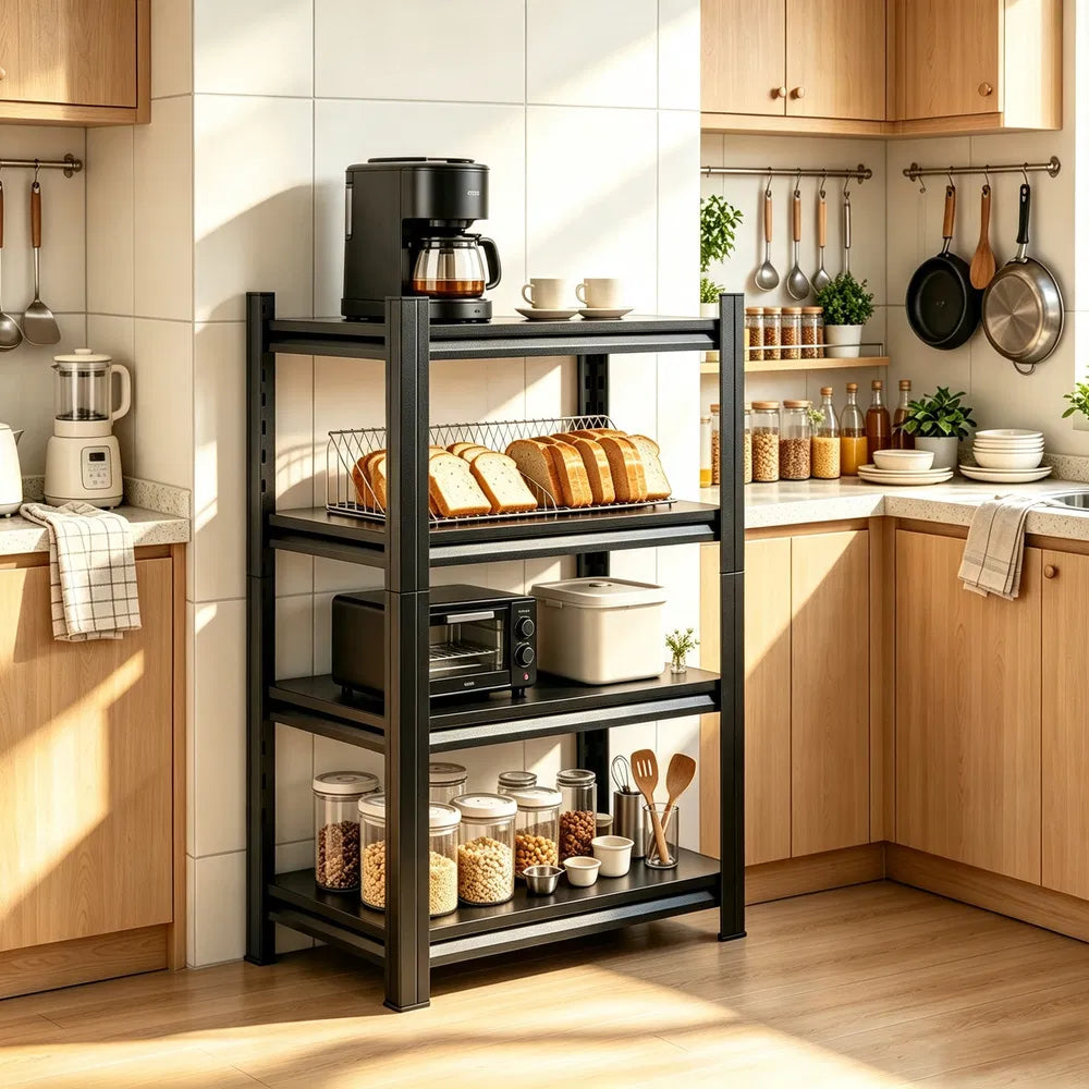Four-Tier Adjustable Storage Shelf — Black