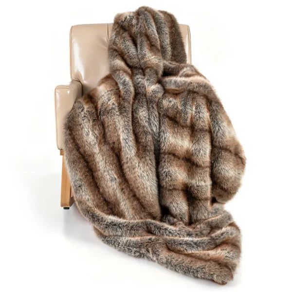 Brown Taupe Faux-Fur Throw