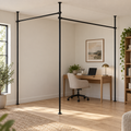 L-Shaped Room-Divider Curtain Rod — Black
