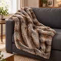 Brown Taupe Faux-Fur Throw