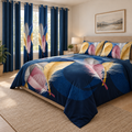 Blue Feather Bedding and Curtain Set — King, 9 Pieces