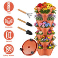 Seven-Tier Rolling Planter — Brick Red