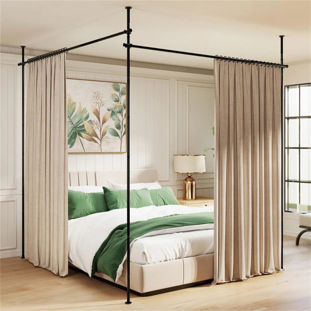 L-Shaped Room-Divider Curtain Rod — Black