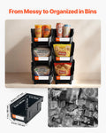 Black Stackable Storage Bins — 6-Pack, Open-Front Design
