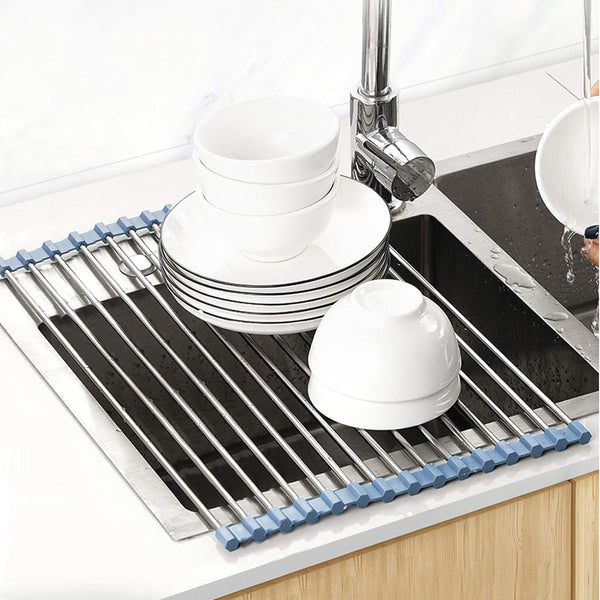 Roll-Up Over-Sink Dish Drying Rack — 17.5 × 11.8 in