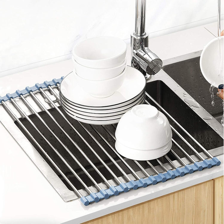 Roll-Up Over-Sink Dish Drying Rack — 17.5 × 11.8 in