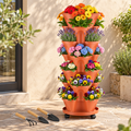 Seven-Tier Rolling Planter — Brick Red